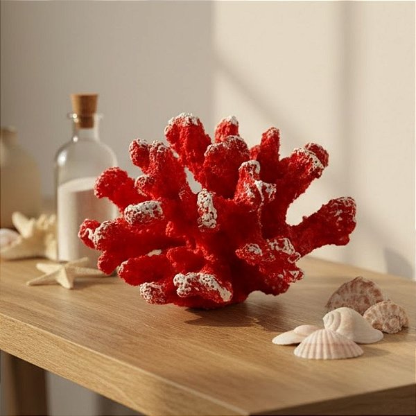 Enfeite Decorativo de Resina - Coral - Vermelho - 13,5x8,5cm - 1 unidade - Rizzo