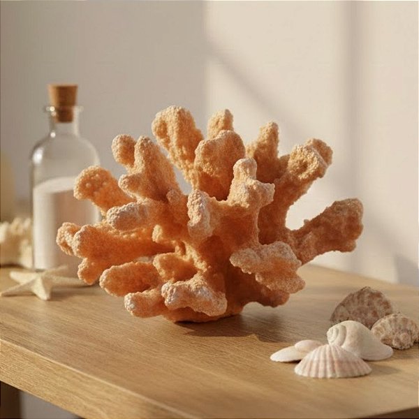 Enfeite Decorativo de Resina - Coral - Laranja - 13,5x8,5cm - 1 unidade - Rizzo