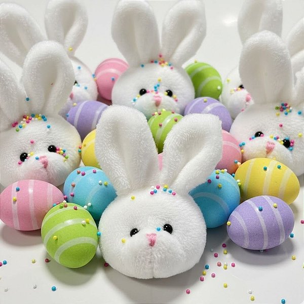 Enfeite Decorativo de Páscoa - Coelhinho Branco - 4x6cm - 5 unidades - Rizzo