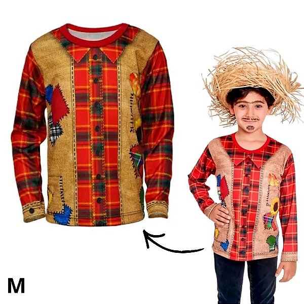 Fantasia Infantil de Festa Junina - Camisa São João - M - 1 unidade - Rizzo