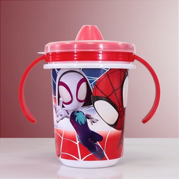 Copo Baby com Tampa - Spidey e Seus Amigos - Sortido - 320ml - Disney Original - 1 unidade - Plasútil - Rizzo