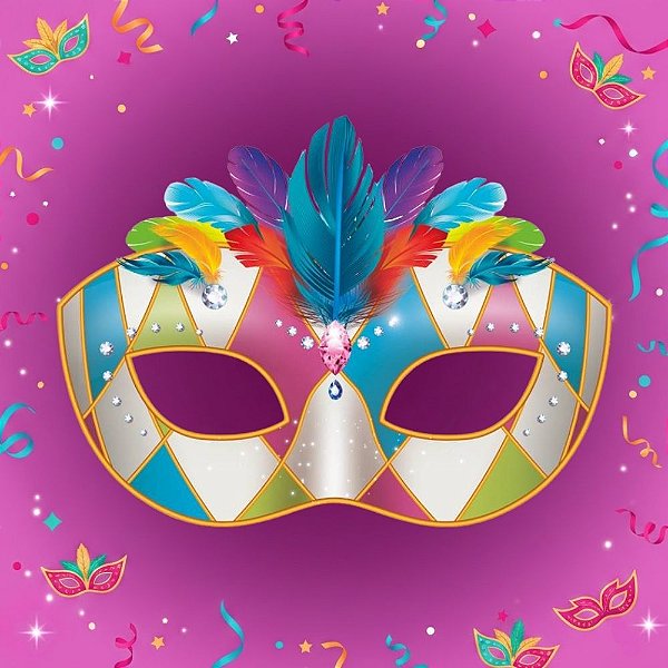 Painel Decorativo de Carnaval - Máscara Colorida - 46x62cm - 1 unidade - Regina - Rizzo