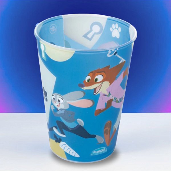 Copo de Plástico Zootopia - Nick e Judy - 320ml - Disney Original - 1 unidade - Plasútil - Rizzo