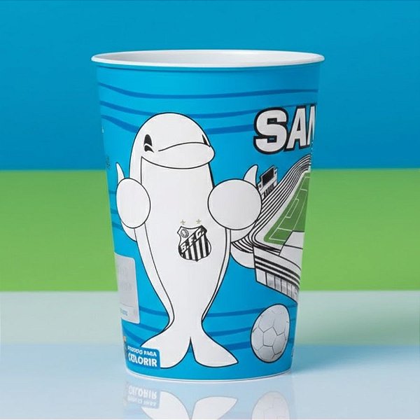 Copo de Plástico De Colorir Santos - Mascote - 320ml - 1 unidade - Plasútil - Rizzo