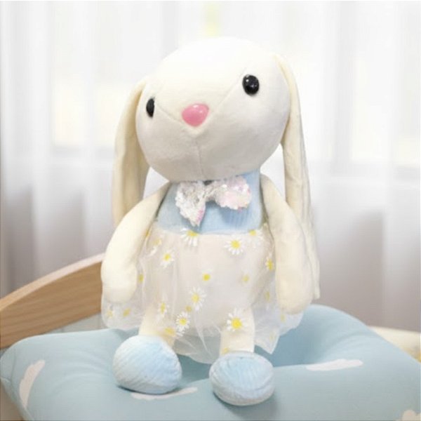 Coelha de Pelúcia com Suéter e Saia - Azul - 14x40x13cm - 1 unidade - Rizzo