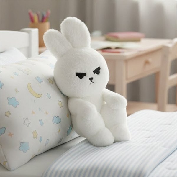 Coelho de Pelúcia Bravo - Branco - 11x22x13cm - 1 unidade - Rizzo - Rizzo