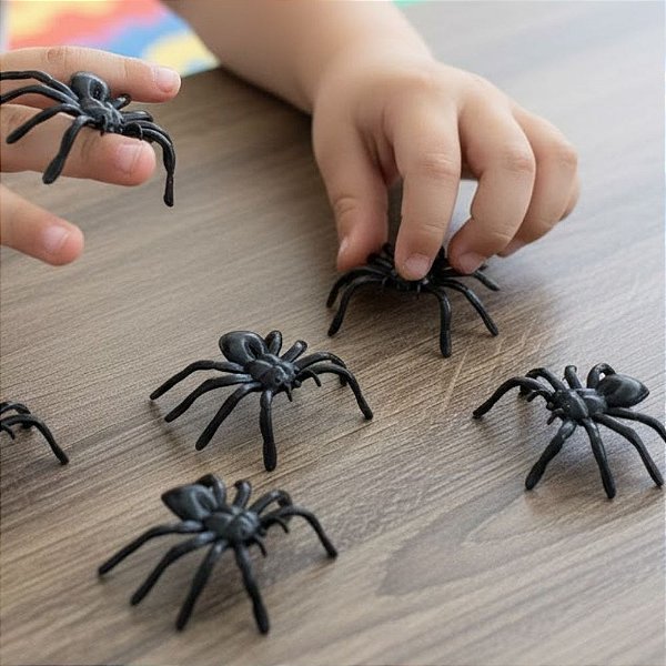 Mini Brinquedo Aranha - Preto - 4,5cm - 6 unidades - Rizzo