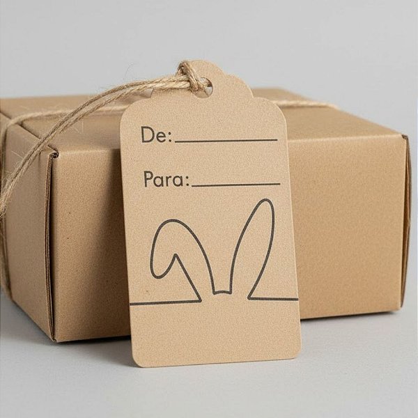 Tag Decorativa de Páscoa - Orelhas - Kraft - 7x4cm - 10 unidades - Massai - Rizzo