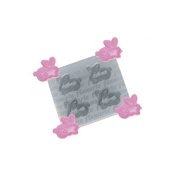 Molde de Silicone Quarteto de Coelhinhos Ref. 645 Flexarte Rizzo Confeitaria