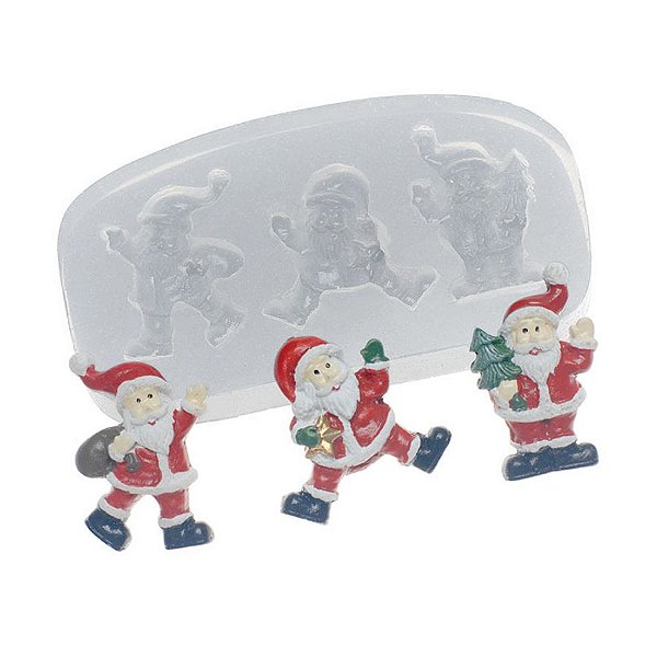 Molde de Silicone Trio de Papai Noel Ref. 127 Flexarte Rizzo Confeitaria