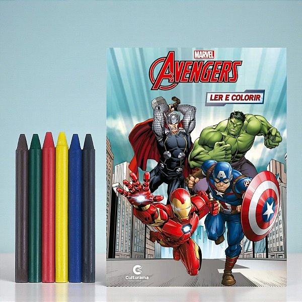 Kit para Colorir Livro e Giz - Heróis e Vilões Vingadores - 1 unidade - Rizzo