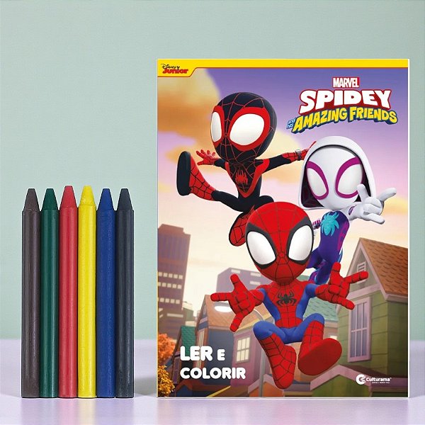 Kit para Colorir Livro e Giz - Spidey e Seus Amigos - 1 unidade - Rizzo