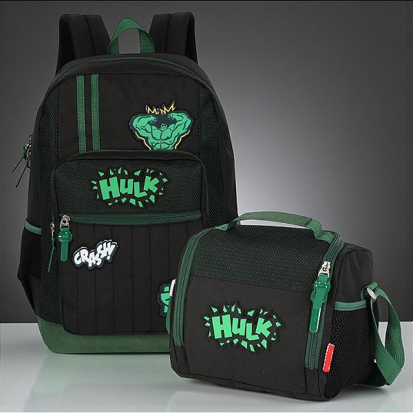 Conjunto Mochila e Lancheira Escolar - Hulk - 1 unidade - Disney Original - Rizzo