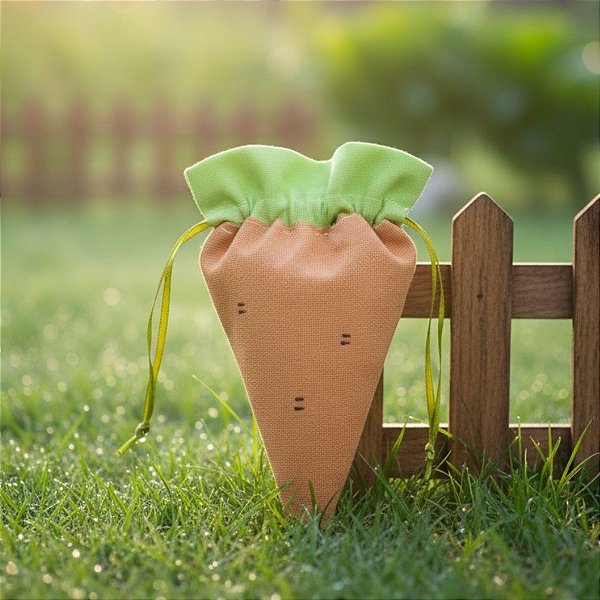 Saquinho de Tecido de Páscoa - Cenoura - 12cm - 1 unidade - Rizzo