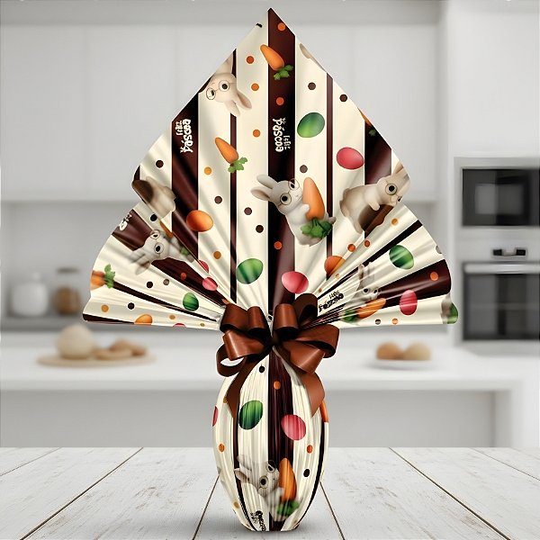 Folha para Ovos de Páscoa Poli Metalizado - 70x90cm - Coelho Brulée - 5 unidades - Rizzo