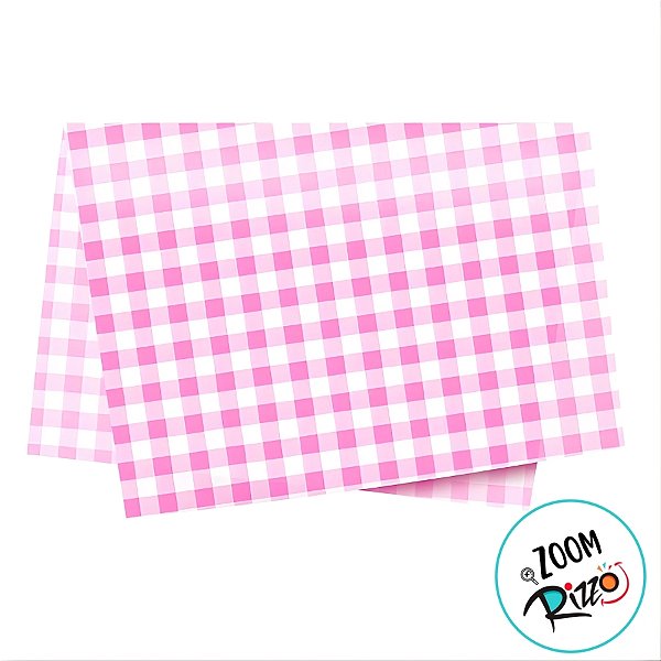 Papel de Seda - 50x70cm - Xadrez Rosa - 50 unidades - Rizzo
