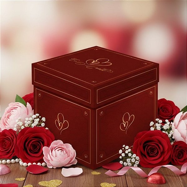 Caixa Cubo - Toque de Amor - 11x11x11cm - 5 unidades - Regina - Rizzo