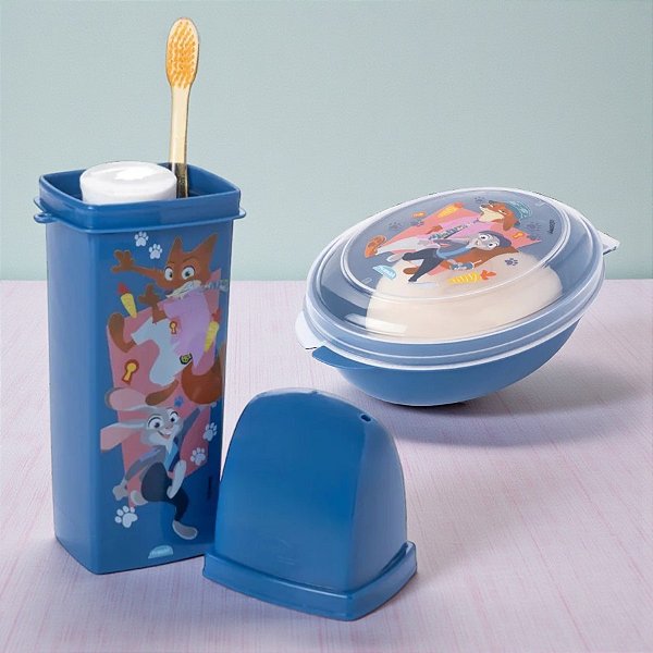 Conjunto Saboneteira e Porta Escovas - Zootopia - 1 unidade - Disney Original - Rizzo
