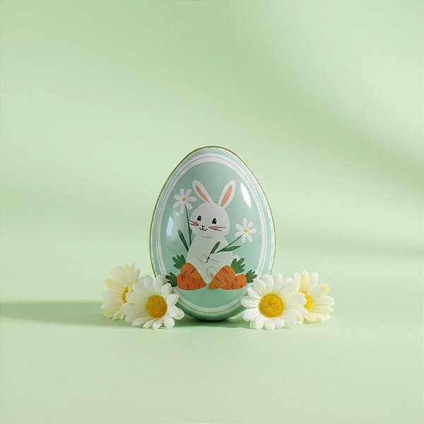 Ovo de Metal de Páscoa - Jardim do Coelho - Verde - 6,6x4,7x5,1cm - 1 unidade - Rizzo
