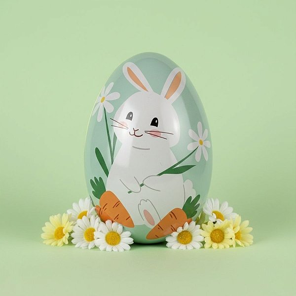 Ovo de Metal de Páscoa - Jardim do Coelho - Verde - 12,7x8,4x9,1cm - 1 unidade - Rizzo