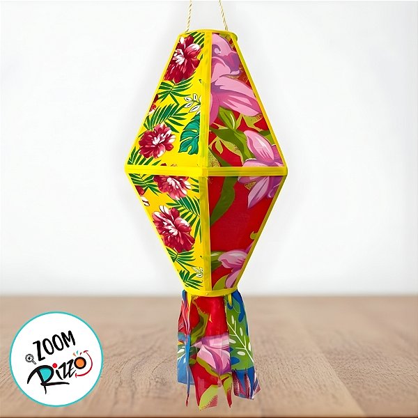 Balão Decorativo Grande Festa Junina - Chita Colorido Amarelo - 25x45x25cm - 1 unidade - Rizzo