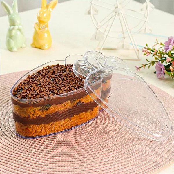 Caixa Acrílica Cake Box Cenoura - Transparente - 750 mL 
 - 1 unidade - BlueStar - Rizzo