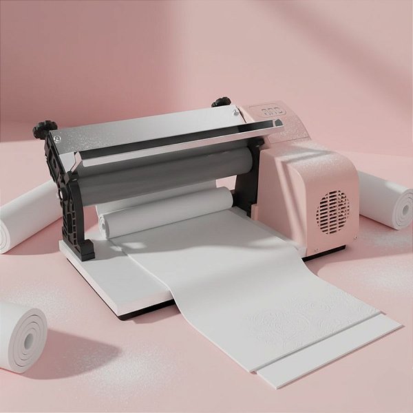 Laminadora de Pasta Americana Elétrica - Antiaderente - Rosa Mousse - Rolo 37cm - 220V - 1 unidade - Rizzo