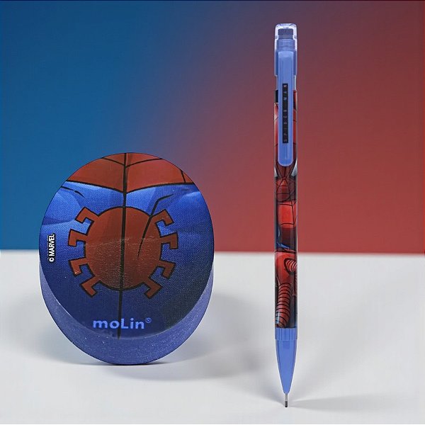 Conjunto Lapiseira e Borracha Escolar - Homem Aranha - Azul - Disney Original - 1 unidade - Molin - Rizzo