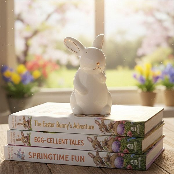 Enfeite Decorativo de Páscoa em Porcelana - Coelho Branco - 10cm - 1 unidade - Rizzo