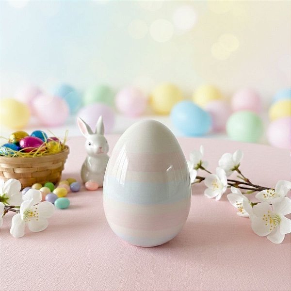 Enfeite Decorativo de Páscoa em Porcelana - Ovo - Candy Color - 10,5cm - 1 unidade - Rizzo