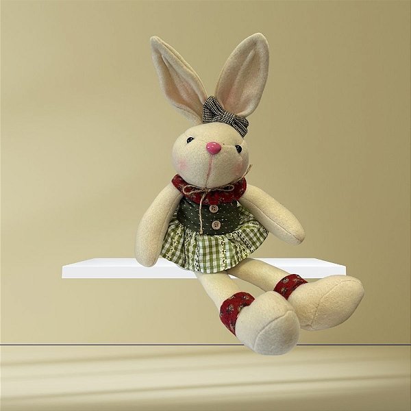 Enfeite Decorativo de Páscoa - Coelha Sentada - Verde e Vermelho - 30cm - 1 unidade - Rizzo