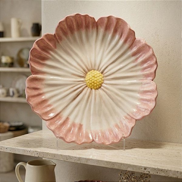 Enfeite Decorativo de Porcelana - Flor Rosa e Amarelo - 28cm - 1 unidade - FlorArte - Rizzo