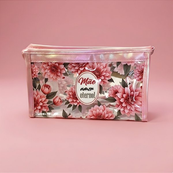 Necessáire Transparente - Rosa - Mãe Amor Eterno - 20x12x8cm - 1 unidade - Rizzo