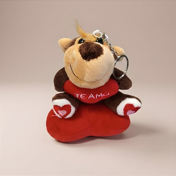 Chaveiro de Pelúcia Te Amo - Macaco com Coração - 10x12x6cm - 1 unidade - Rizzo