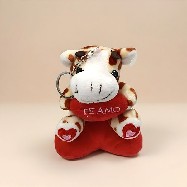 Chaveiro de Pelúcia Te Amo - Girafa com Coração - 10x12x6cm - 1 unidade - Rizzo