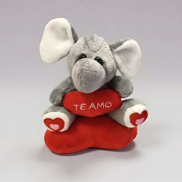 Chaveiro de Pelúcia Te Amo - Elefante com Coração - 10x12x6cm - 1 unidade - Rizzo
