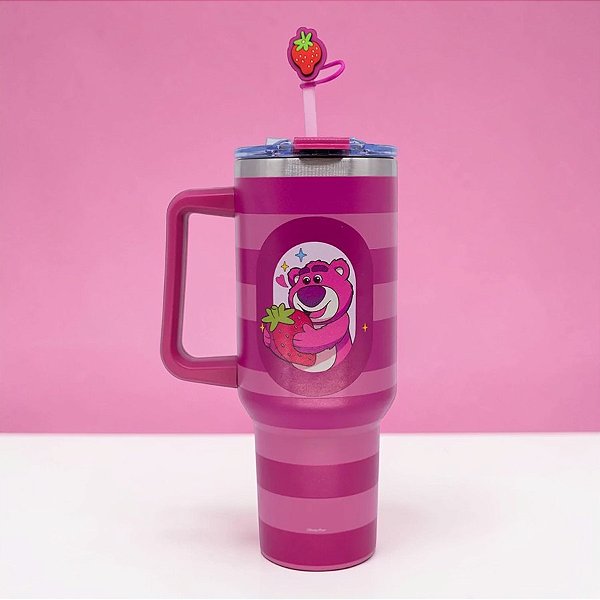 Caneca Térmica com Canudo - Lotso - Toy Story - 1,15l - Disney Original - 1 unidade - Zonacriativa - Rizzo