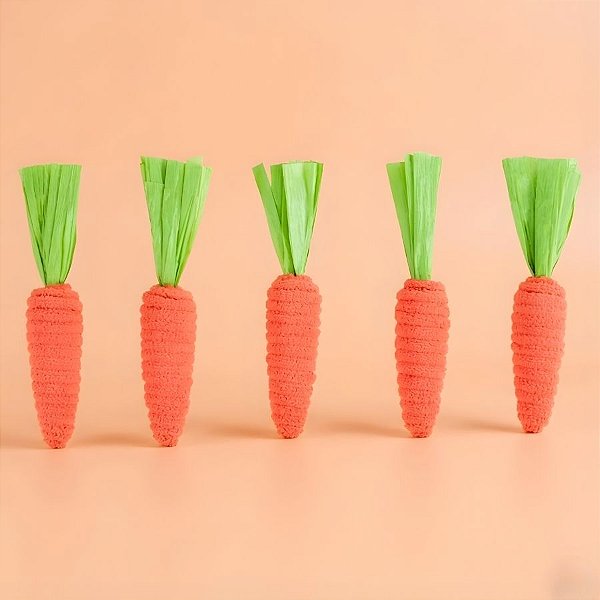 Cenoura Decorativa de Páscoa - Espiral Laranja / Verde - 12,5x2cm - 5 unidades - Cromus - Rizzo