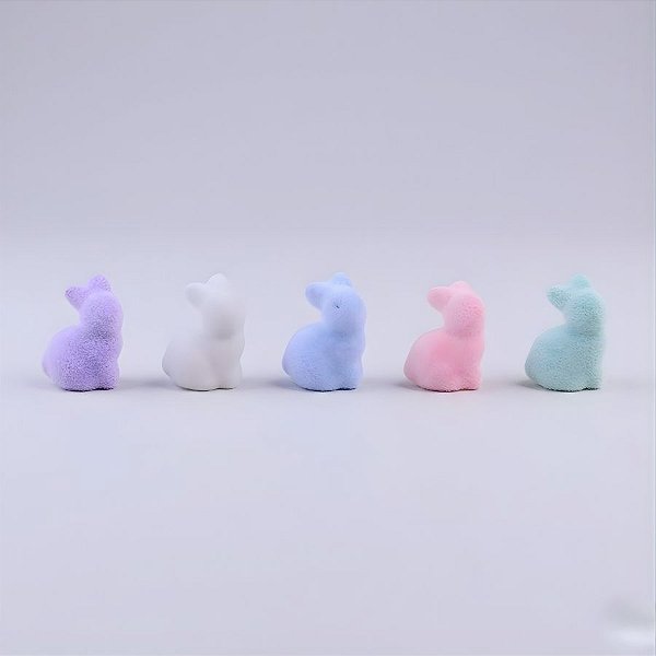 Enfeite Decorativo de Páscoa - Coelho Colorido Sentado de Frente - 5x3,5x4cm - 6 unidades - Cromus - Rizzo