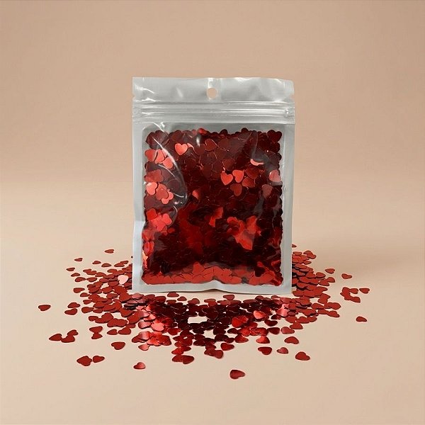 Mini Confete Metalizado Vermelho - Coração - 15g - 1 unidade - Rizzo