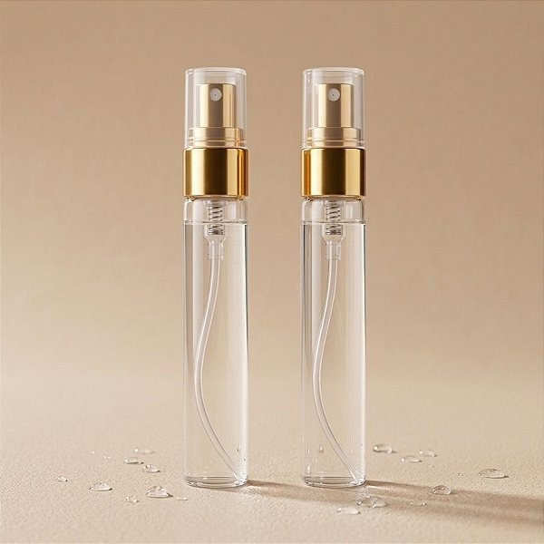 Frasco de Vidro Redondo com Tampa Spray Dourado -  10ml - 6 unidades - Rizzo