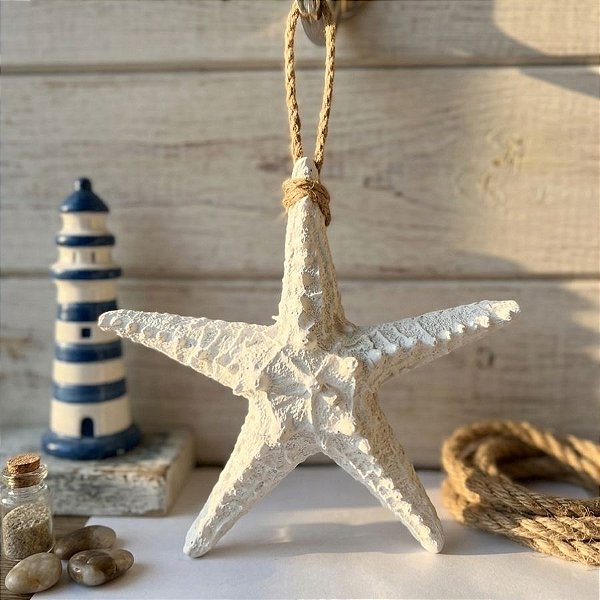 Enfeite Decorativo Para Pendurar - Estrela do Mar - Branco - 17cmx17cm - 1 unidade - Rizzo