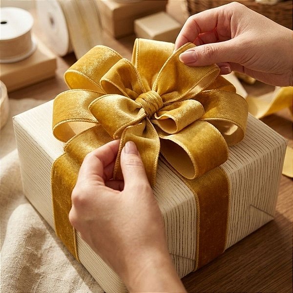 Fita Aramada Decorativa em Veludo - Dourado - 2,7mx6,3cm - 1 unidade - Rizzo