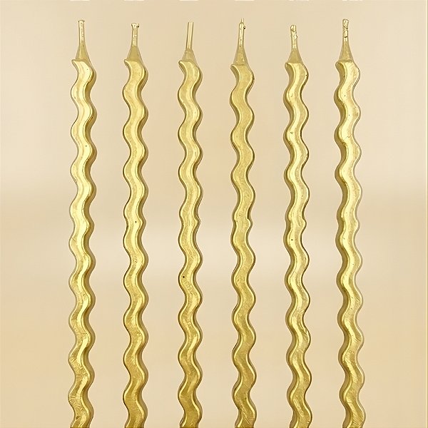Vela Ondulada - Ouro - 12,5cm - 6 unidades - Rizzo