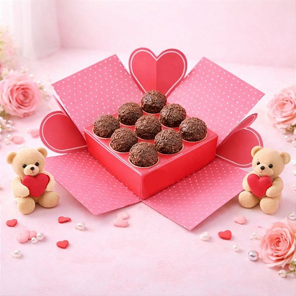 Caixa Explosão de Coração - Rosa - 12,5cm - 1 unidade - Ideia Embalagens - Rizzo