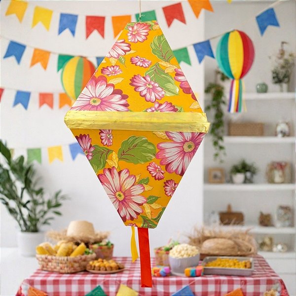Balão Decorativo Gigante Festa Junina - Chita Colorido Amarelo - 57cm - 1 unidade - Rizzo