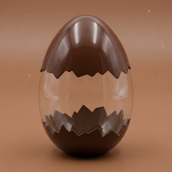 Ovo Transparente Casquinha - Marrom - 6x10x6cm - 10 unidades - Rizzo