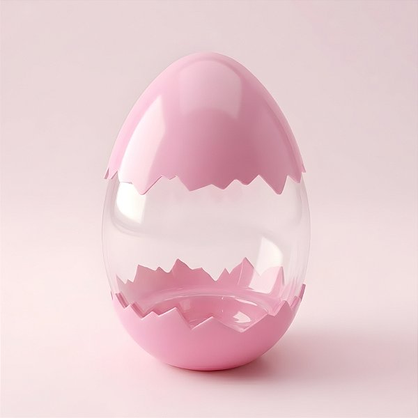 Ovo Transparente Casquinha - Rosa Claro - 6x10x6cm - 10 unidades - Rizzo