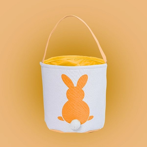 Cesta Decorativa de Páscoa - Silhueta do Coelho - Laranja - 17x17x18cm - 1 unidade - Rizzo