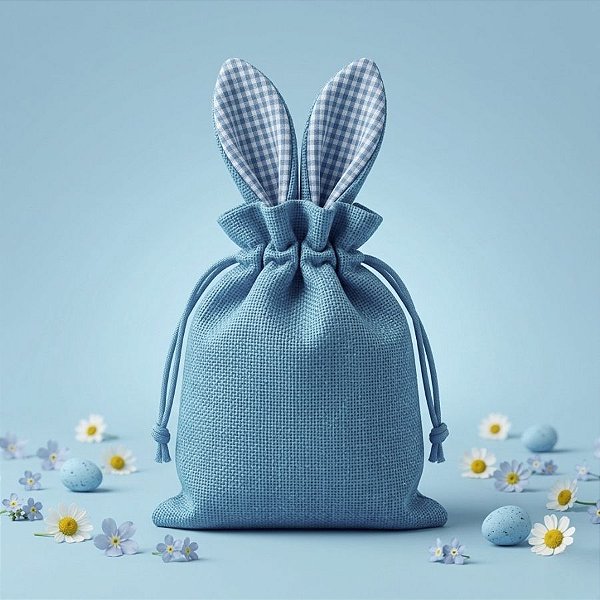 Saco de Páscoa com Orelha - Azul -13x12cm - 1 unidade - Rizzo